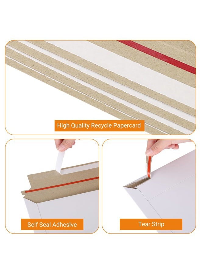 zmybcpack 50 Pack 10x13.5 inch Rigid Mailer Self Seal Photo Document Mailers Stay Flat White Cardboard Envelopes White Photography Mailers for Papers,Photos, Document - Image 3