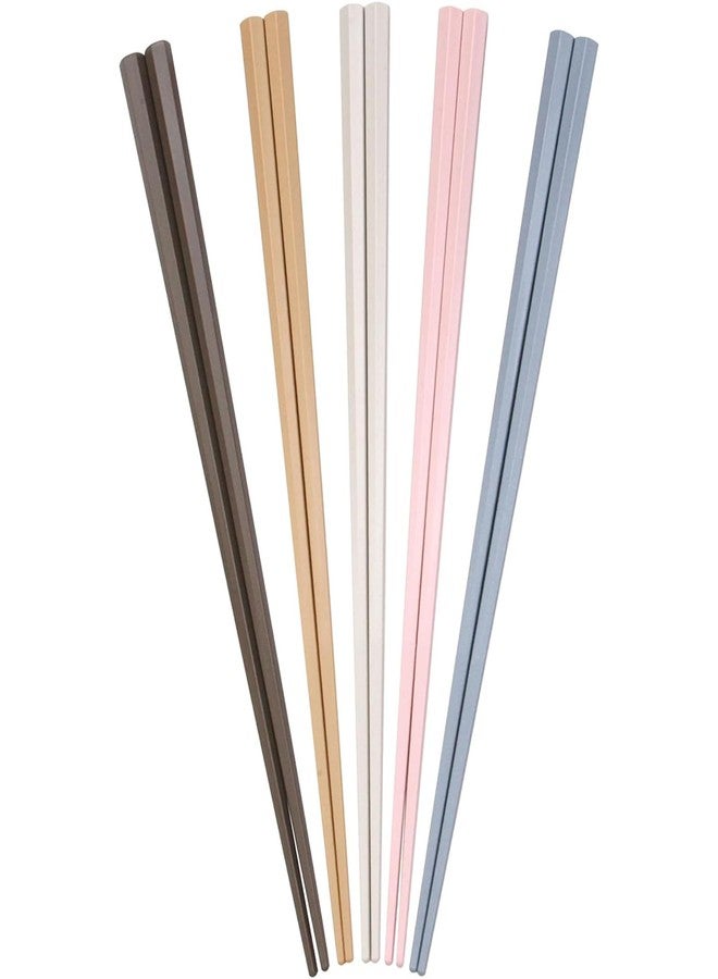 Sunlife Chopsticks Polygonal Shape 5 Pairs PBT Plastic Chopsticks Reusable Chopsticks Dishwasher Safe, Non-slip, Lightweight, 9 Inches, Made in Japan (1, Hexagonal Matte Colors) (319239) - Image 2