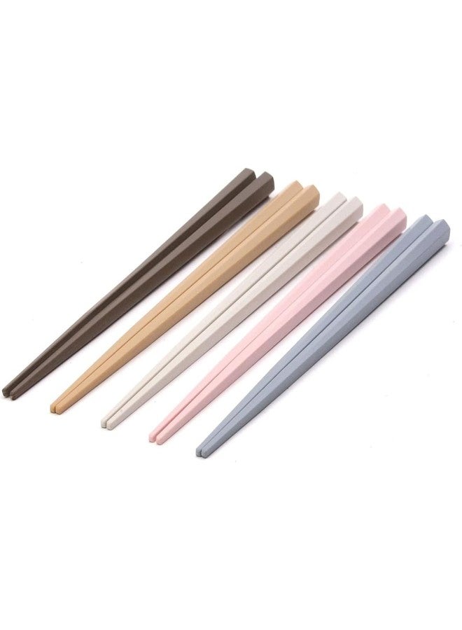 Sunlife Chopsticks Polygonal Shape 5 Pairs PBT Plastic Chopsticks Reusable Chopsticks Dishwasher Safe, Non-slip, Lightweight, 9 Inches, Made in Japan (1, Hexagonal Matte Colors) (319239) - Image 4