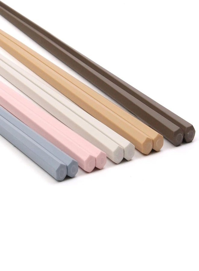 Sunlife Chopsticks Polygonal Shape 5 Pairs PBT Plastic Chopsticks Reusable Chopsticks Dishwasher Safe, Non-slip, Lightweight, 9 Inches, Made in Japan (1, Hexagonal Matte Colors) (319239) - Image 3