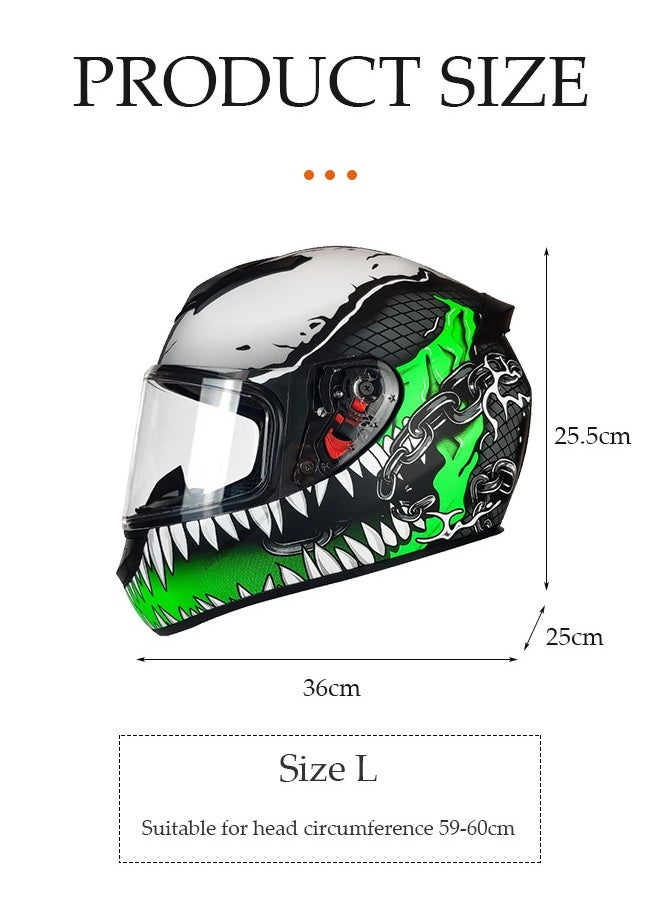 DUNISO Full face motorcycle helmet, lightweight crash resistant motorcycle helmet, all season cool racing helmet, transparent lenses, breathable lining, suitable for both men and women (L)  - Image 2
