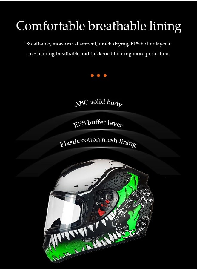 DUNISO Full face motorcycle helmet, lightweight crash resistant motorcycle helmet, all season cool racing helmet, transparent lenses, breathable lining, suitable for both men and women (L)  - Image 5