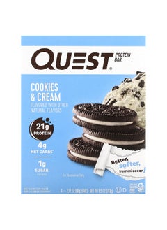 QUEST NUTRITION Quest Nutrition, Protein Bar, Cookies & Cream, 4 Bars, 2.12 oz (60 g) Each 