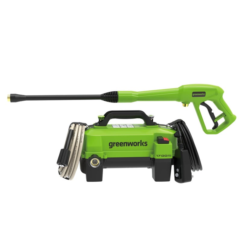 Greenworks 1700 PSI and 1.2 GPM Pressure Washer - Ultra Compact & Lightweight, Ideal for Cleaning patios, Decks, Sidewalks, Outdoor Furniture, Bikes, Cars, and Small Driveway Areas. - Image 1