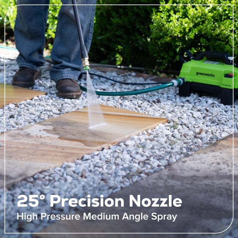 Greenworks 1700 PSI and 1.2 GPM Pressure Washer - Ultra Compact & Lightweight, Ideal for Cleaning patios, Decks, Sidewalks, Outdoor Furniture, Bikes, Cars, and Small Driveway Areas. - Image 4