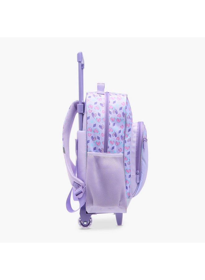 فلورا بيلا من شو إكسبرس حقيبة ظهر مدرسية بعجلات للبنات بطبعة قلب ومقبض قابل للسحب - Image 4