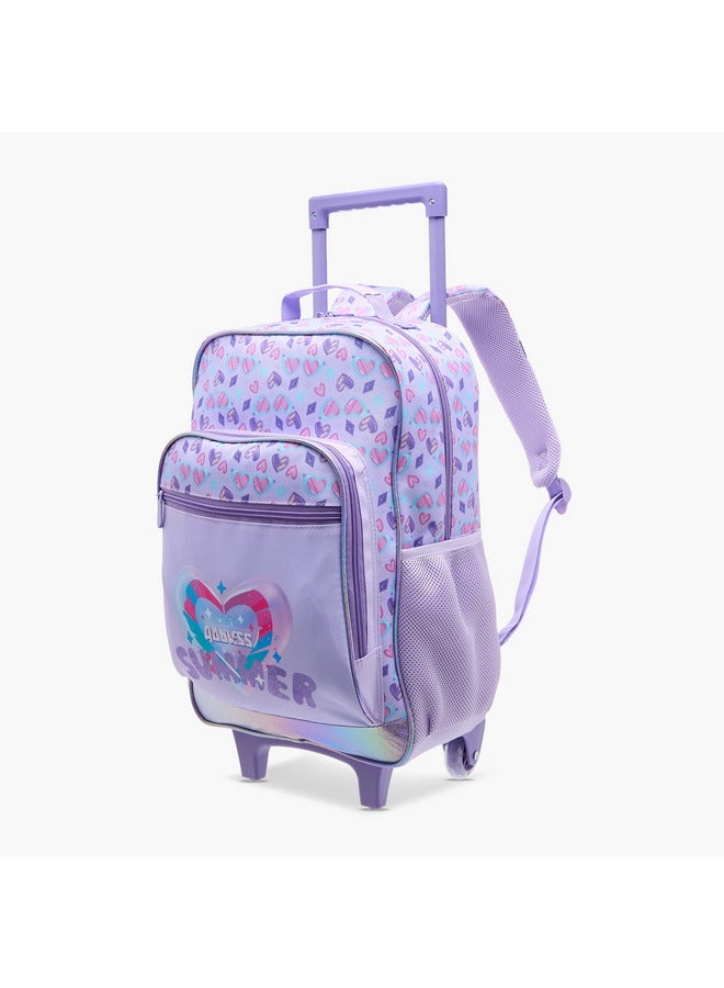 فلورا بيلا من شو إكسبرس حقيبة ظهر مدرسية بعجلات للبنات بطبعة قلب ومقبض قابل للسحب - Image 3