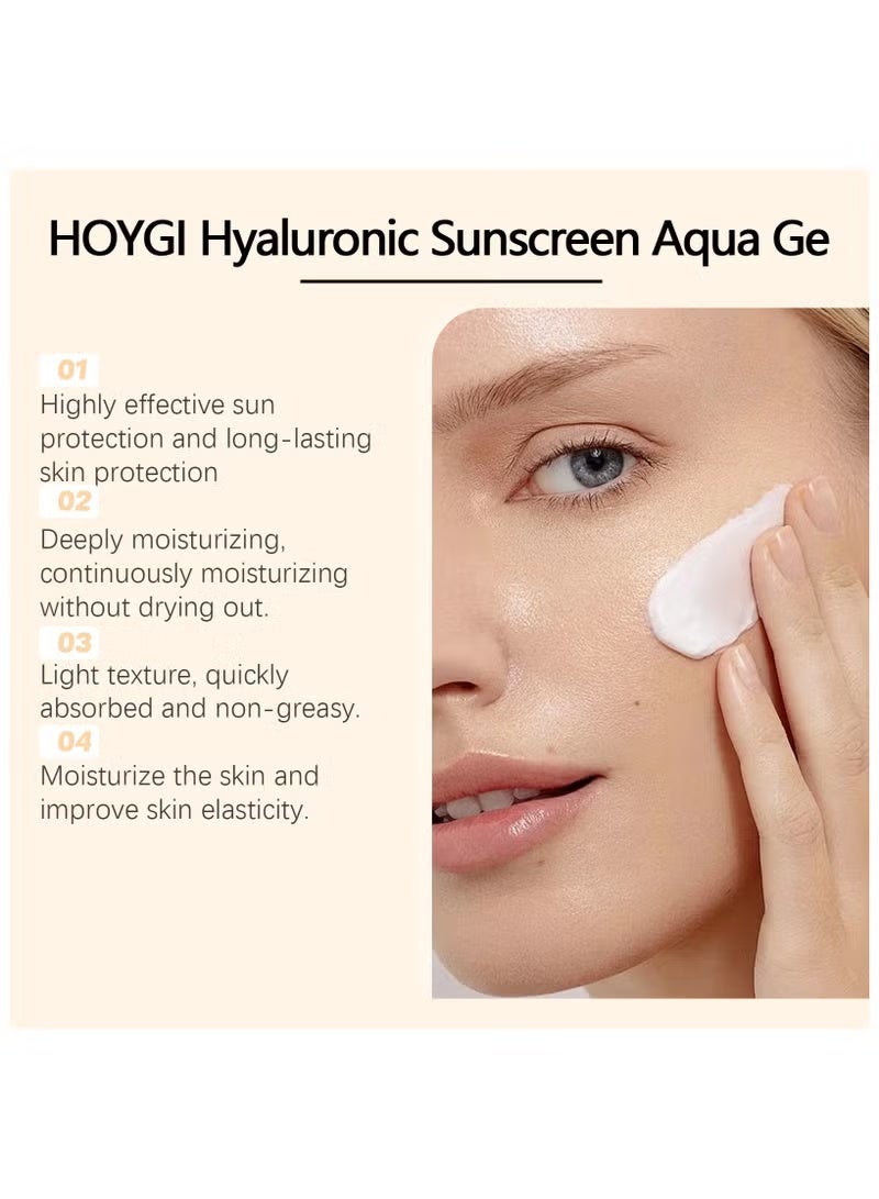 هويجي 1٪ واقي شمسي هيالورونيك أكوا هلام خفيف جداً مع SPF 50 PA +++ للطيف الواسع ، الأشعة فوق البنفسجية A ، الأشعة فوق البنفسجية B وحماية الضوء الأزرق - 50ML - Image 3