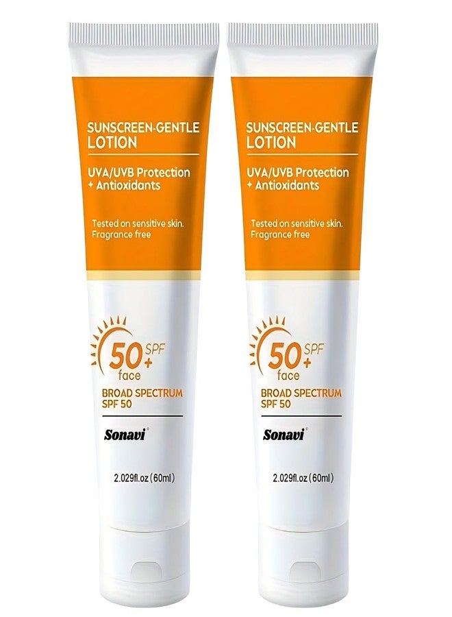 Sonavi Sunscreen For All Skin Type Spf 50+ | Healthy & Bright Skin Sunscreen | Non-Sticky | Oily, Dry & Sensitive Skin 120 G (Pack 2) - Image 1