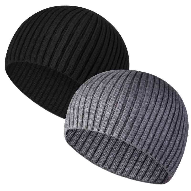 Heniho Winter Wool Skull Beanies for Men Women, Warm Plain Toboggan Hats Ski Running Knit Skull Cap, H - Image 1