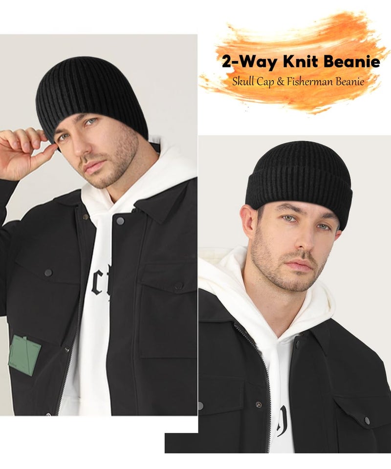 Heniho Winter Wool Skull Beanies for Men Women, Warm Plain Toboggan Hats Ski Running Knit Skull Cap, H - Image 5