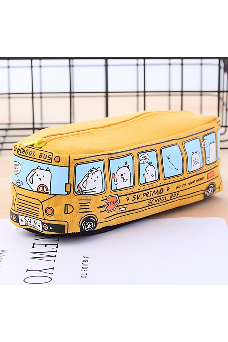 إيروريكس مقلمة على شكل حافلة صفراء إبداعية، حقيبة أقلام كبيرة السعة، حقيبة أقلام على شكل سيارة كرتونية لطيفة للطلاب والأطفال