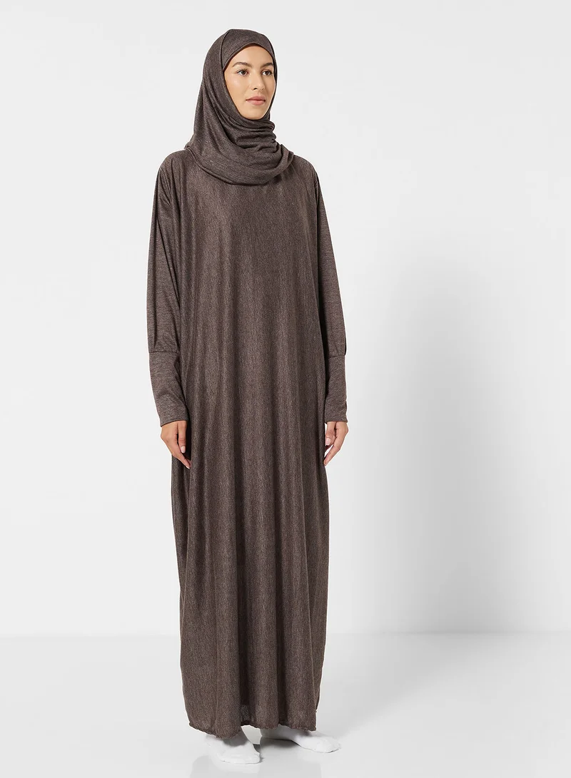 Hayat Praying Dress In Plain Colour With Attached Veil