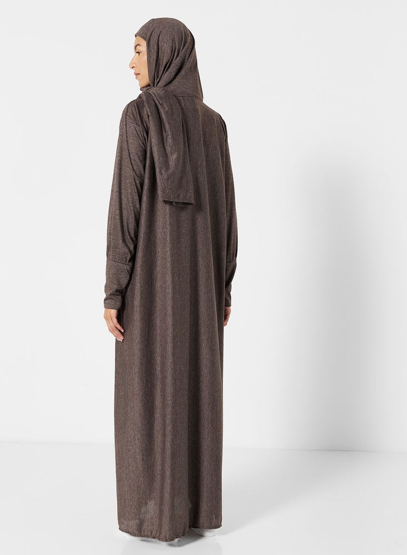 Hayat Praying Dress In Plain Colour With Attached Veil  - Image 2