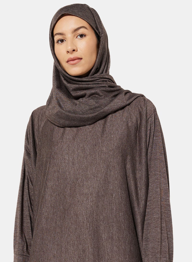 Hayat Praying Dress In Plain Colour With Attached Veil  - Image 3