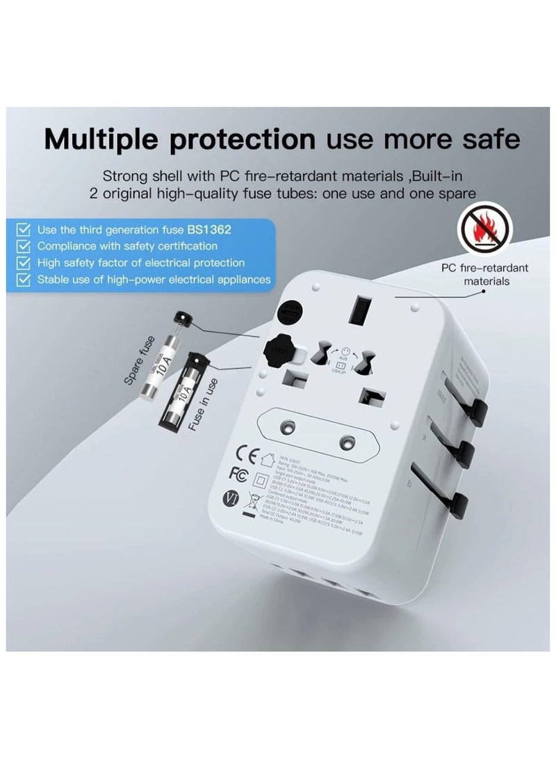 Universal Travel Adapter-Worldwide Plug Adaptor with 3 USB A and 2 USB C Ports, International Travel Adapter for EU, UK, USA, AU, Power Socket Charger  - Image 4