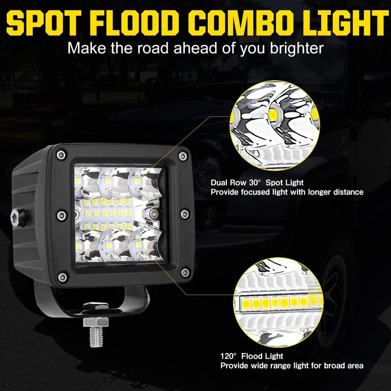 AAIWA 3 Inch LED Light Pods 4PCS - 36W Spot Flood Combo Off Road Lights for Trucks, ATVs, and UTVs - Image 5