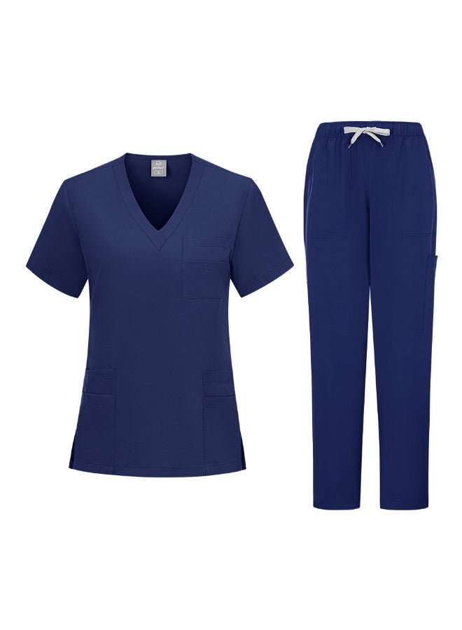 Loquat Womens Medical Scrubs Set Medical Uniform Set Navy Blue - Image 1