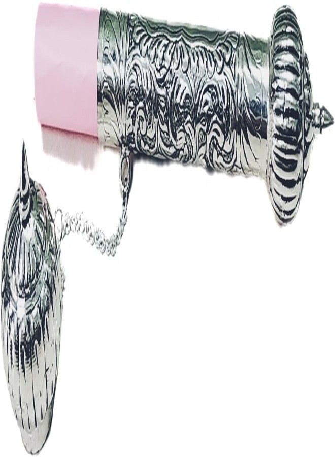 HOPE KART Silver Letter Paper Scroll Wedding Invitation Antique Message Holder Tube Box White Silver Metal Wall Hanging Fancy Lagna Patrika Container, 12 inch, Pack of 1 - Image 5