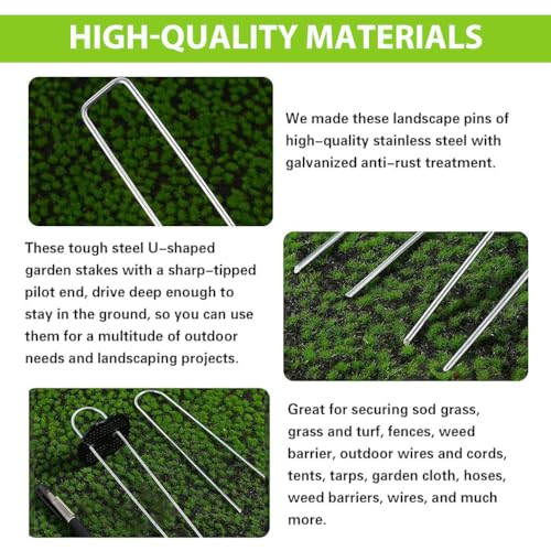 HASTHIP® 50Pcs Metal U Pins Multi Use Landscape Fabric Pins with 50Pcs Pin Holders & Pin Puller 7.87 inches Landscape Staples for Landscaping Artificial Grass, Weed Barrier, Camping - Image 4