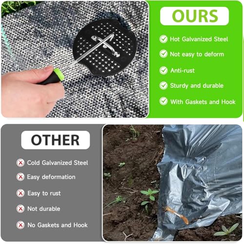 HASTHIP® 50Pcs Metal U Pins Multi Use Landscape Fabric Pins with 50Pcs Pin Holders & Pin Puller 7.87 inches Landscape Staples for Landscaping Artificial Grass, Weed Barrier, Camping - Image 5