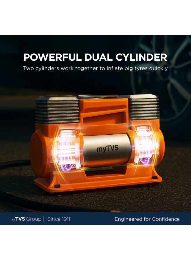 myTVS Heavy Duty Metal Tyre Inflator for Car | 150Psi Double Cylinder Electric Air Pump for SUV (TI-18) - Image 4