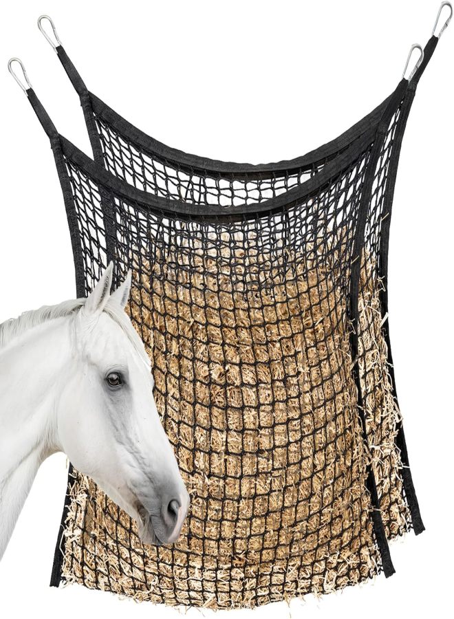 Black large-capacity slow-feeding grass net 2 suitable for horses, sheep, donkeys and other easy-to-load suspension suitable for all-day trailers - Image 1