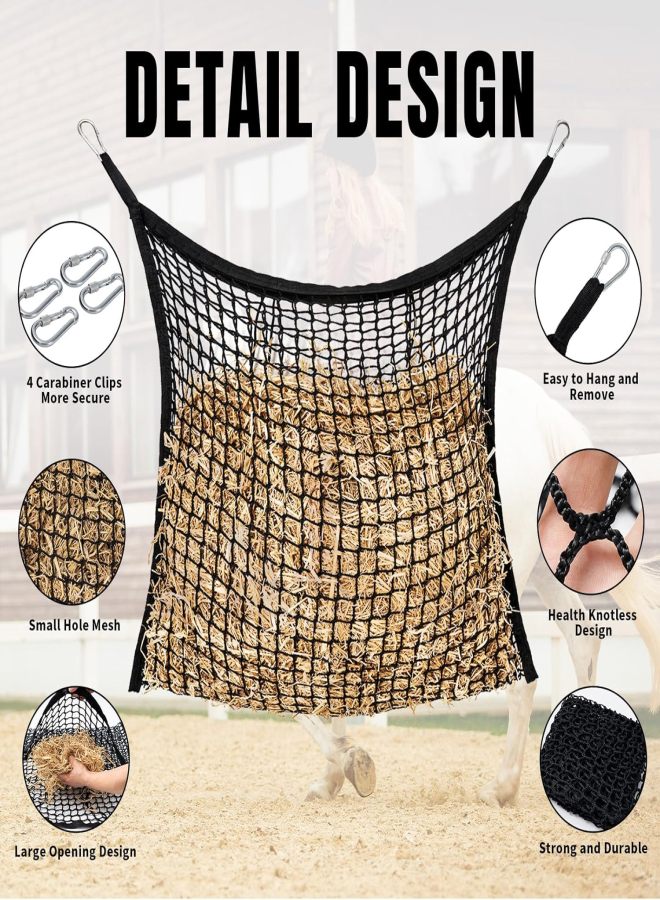 Black large-capacity slow-feeding grass net 2 suitable for horses, sheep, donkeys and other easy-to-load suspension suitable for all-day trailers - Image 3