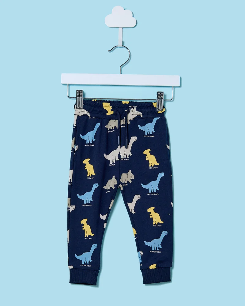 REDTAG Infant Boys Navy Dino Print Active Pants