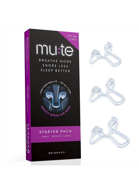 MUTE by Rhinomed Nasal Dilator for Snore Reduction Starter Pack Increases Airflow Anti Snoring Devices Nasal Dilators for Sleeping Transparent Internal Nasal Dilator Snoring Solution
