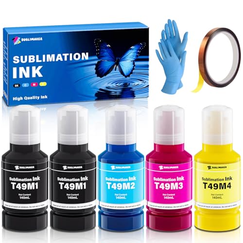 SUBLIMAKER 700ML T49M F170 F570 Sublimation Ink Compatible Replacement for Epson Surecolor F170 F570 SC-170 170 570 Sublimation Printer (T49M1 T49M2 T49M3 T49M4 Autofill/ICC-Free/Anti-UV/5-Pcaks) - Image 1