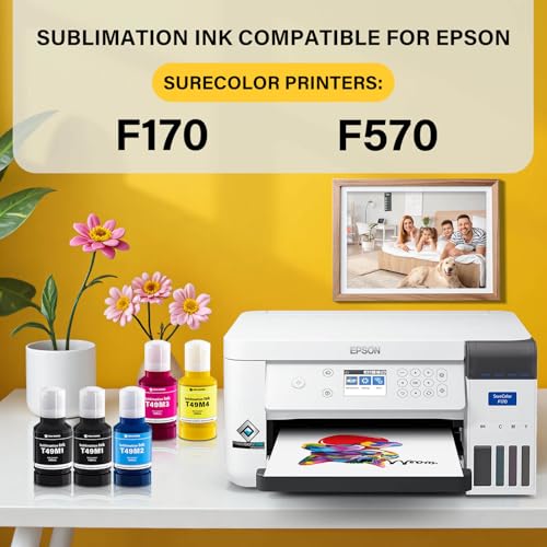 SUBLIMAKER 700ML T49M F170 F570 Sublimation Ink Compatible Replacement for Epson Surecolor F170 F570 SC-170 170 570 Sublimation Printer (T49M1 T49M2 T49M3 T49M4 Autofill/ICC-Free/Anti-UV/5-Pcaks) - Image 2