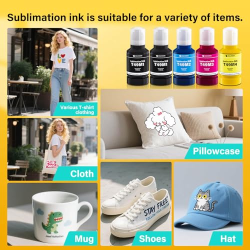 SUBLIMAKER 700ML T49M F170 F570 Sublimation Ink Compatible Replacement for Epson Surecolor F170 F570 SC-170 170 570 Sublimation Printer (T49M1 T49M2 T49M3 T49M4 Autofill/ICC-Free/Anti-UV/5-Pcaks) - Image 5