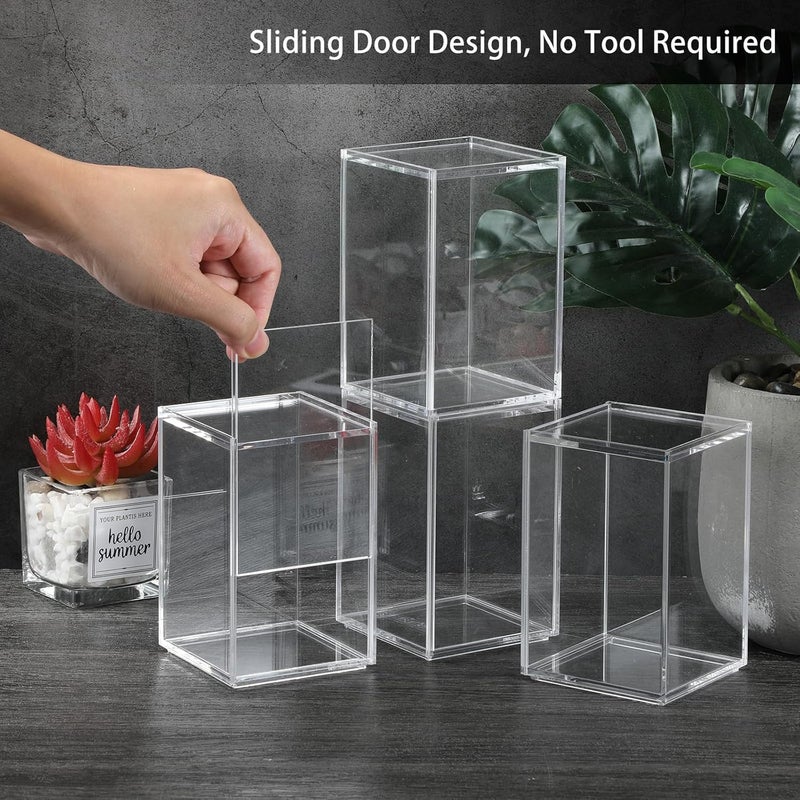 TPGP OGANAZI 4 Pack Clear Acrylic Stackable Display Boxes with Sliding Lid - Image 3