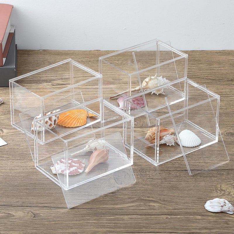 TPGP OGANAZI 4 Pack Clear Acrylic Stackable Display Boxes with Sliding Lid - Image 4