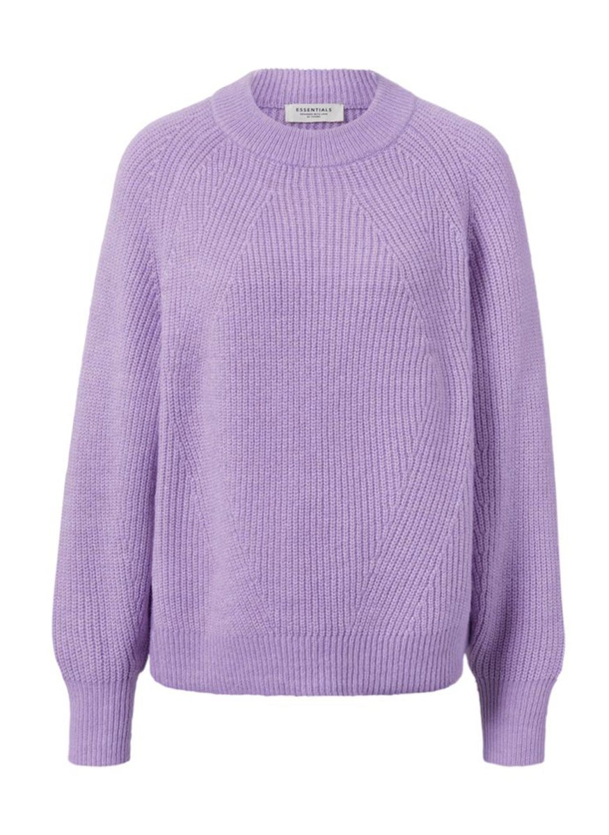 Tchibo Women Round Neck Knitted Sweater, Lavender  - Image 2