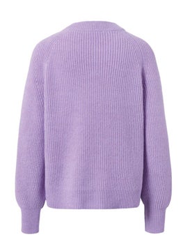 Tchibo Women Round Neck Knitted Sweater, Lavender  - Image 3