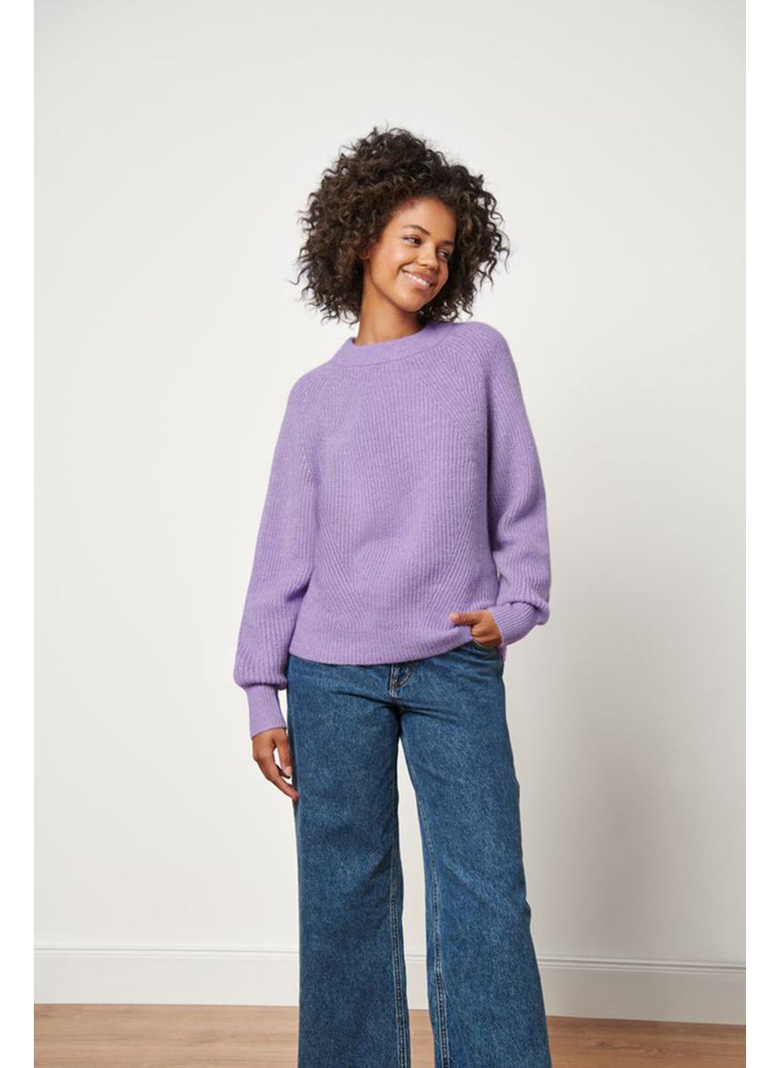 Tchibo Women Round Neck Knitted Sweater, Lavender  - Image 1