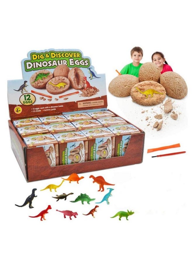 Playmate - Playmate Dinosaur Eggs 12 Pcs Dig Up Kit, 12 Pcs Dinosaur Eggs-Dig Out 12 Cute Dinosaur Toys, Fun Easter Children Gifts, Archaeology Science STEM Learning Educational Gift - Image 1