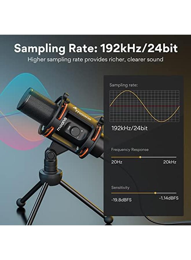 erorex Usb Computer Microphone All In One Condenser Mic With Gain Knob And Zero Latency Monitoring Metal Pop Filter Tripod Stand For Podcasting Streaming Youtube Voice Over Zoom Meeting - Image 4