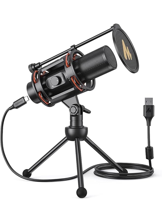 erorex Usb Computer Microphone All In One Condenser Mic With Gain Knob And Zero Latency Monitoring Metal Pop Filter Tripod Stand For Podcasting Streaming Youtube Voice Over Zoom Meeting - Image 1
