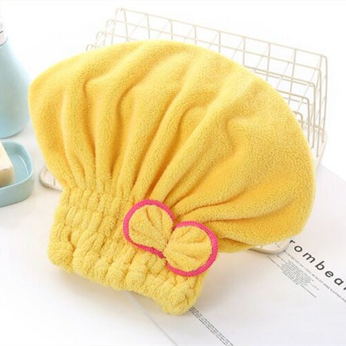 Generic [Quick Water Absorbent Dry Hair Artifact] Dry Hair Cap Water Absorbent Quick Drying Cute Adult Thickened Headwear Shampoo Shower Cap Yellow