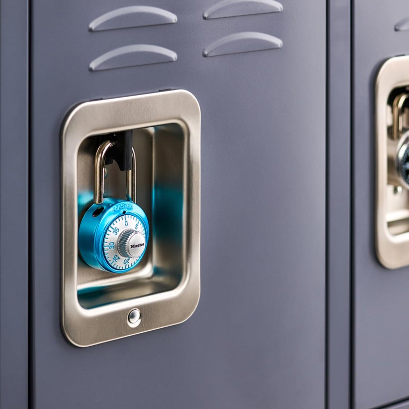 Master Lock Light Blue Gym Locker Lock, Indoor Combination Padlock with Aluminum Cover for School Locker, 3-Digit Code, 1561DLTBLU - Image 2