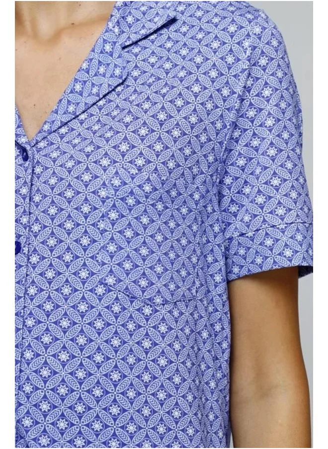 NeceSera Floral Mosaic Button Down Top
