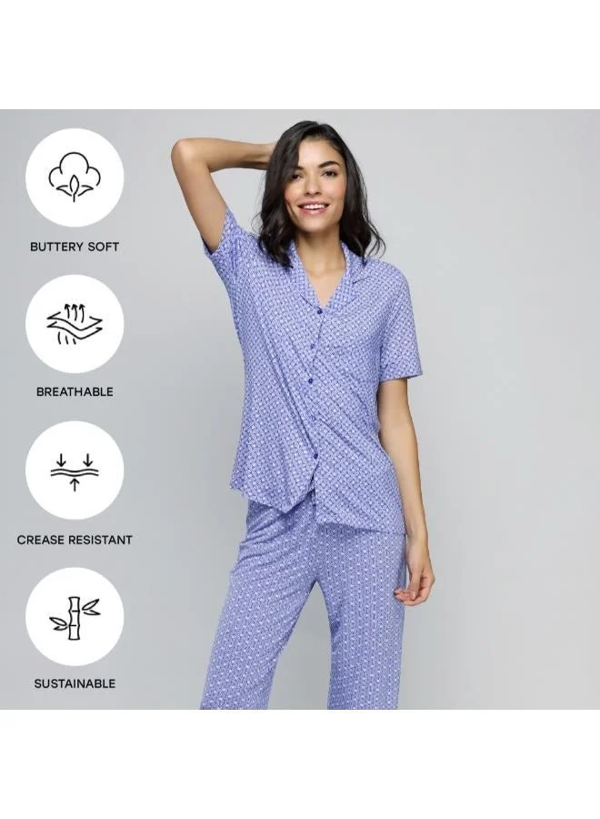NeceSera Floral Mosaic Button Down Top