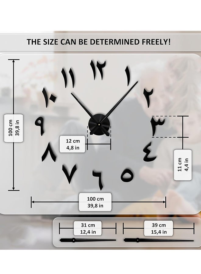 VINSOC 3D Acrylic DIY Wall Clock Large Modern Silent Timepiece Frameless Design Perfect for Living Room, Home Office Black - Image 4