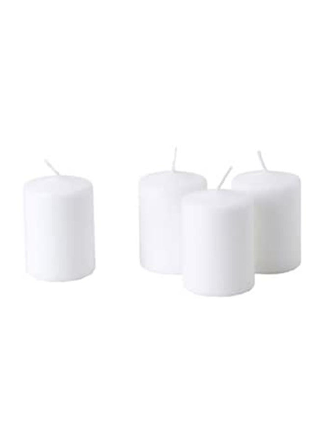 Ikea Ikea Hemsjo - Unscented Block Candle  White / 4 Pack - 8 Cm 