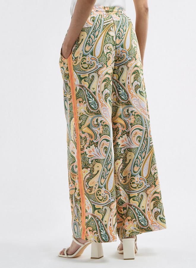 سبلاش فيڤ بنطلون واسع الساقين بطبعات بيزلي ورباط إغلاق وجيوب - Image 3