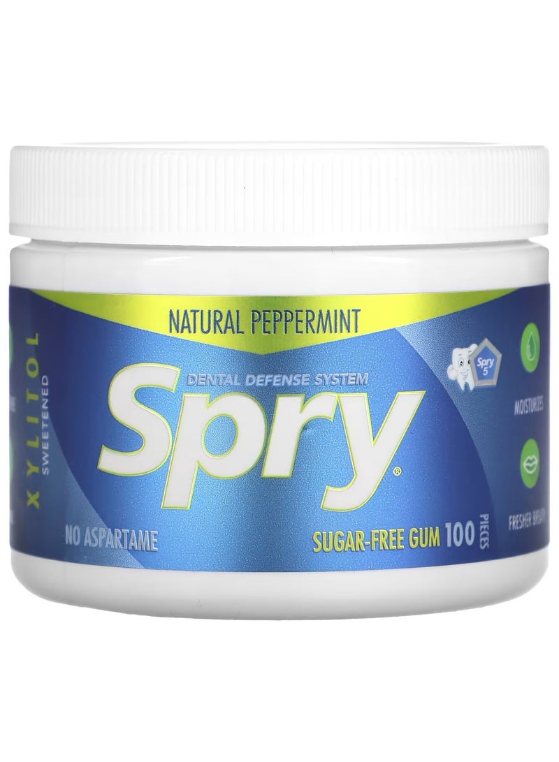 Xlear Spry Dental Defense System Sugar Free Gum Natural Peppermint 100 Pieces