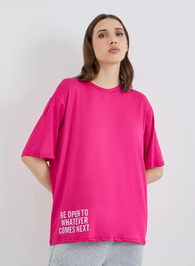 Take Two Take Two Slogan Print Oversized T-Shirt